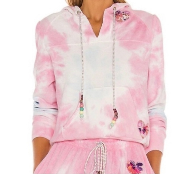 LoveShackFancy Tops - LoveShackFancy Kirby Hoodie Sweatshirt Size Medium Cherry Fizz Tie-Dye Pink Blue
